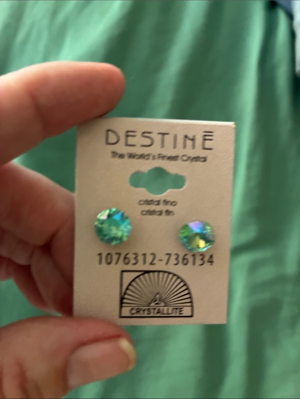 Destine Green Aurora Crystal Stud Earrings